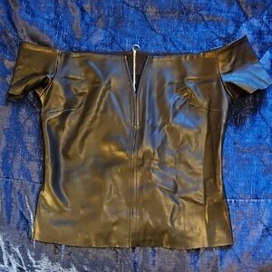 Pleather Off-the-Shoulder Top